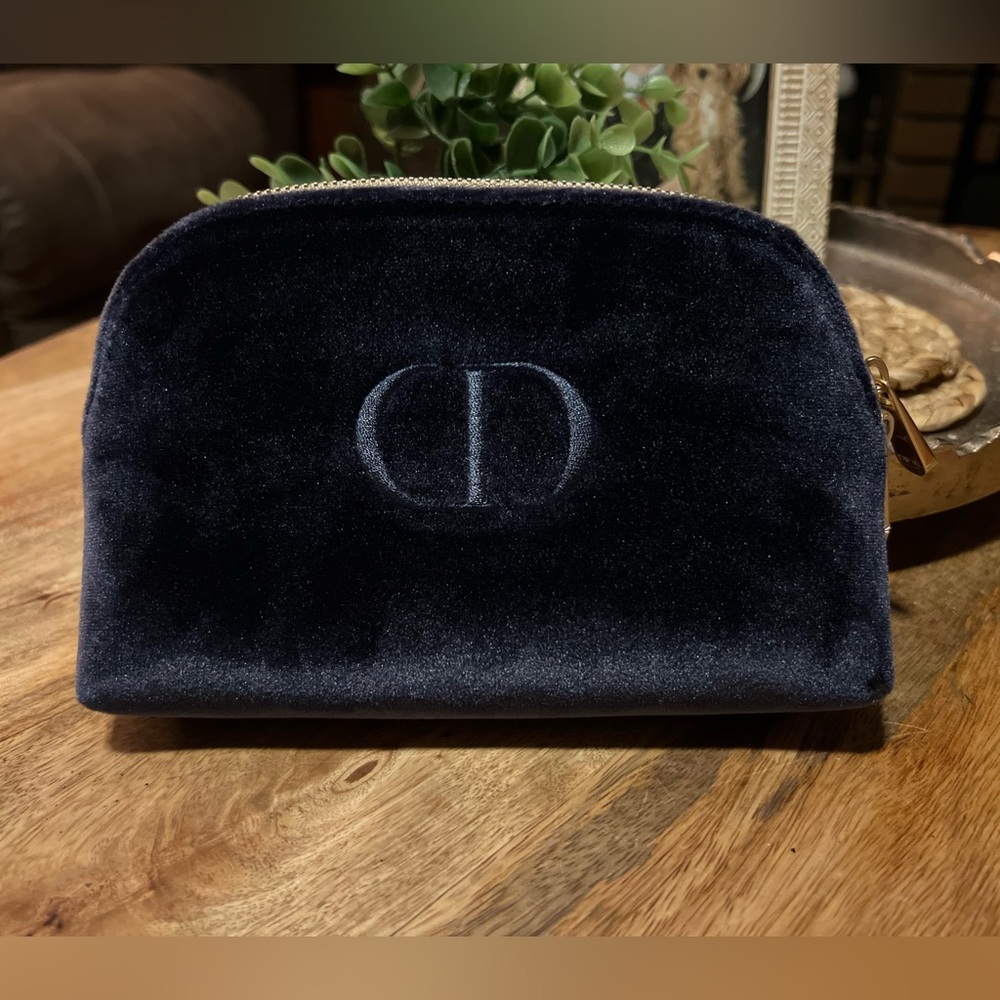 Dior Midnight Blue Velvet Makeup Bag, NWOT